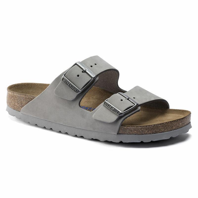 Birkenstock Soft Footbed Nubuck Læder Arizona Dame Grå | DK 463KOR